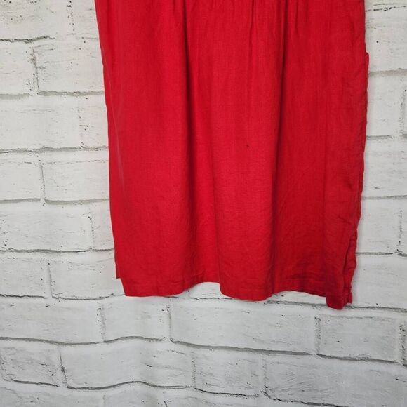 Vivid Womens Red Lagenlook Linen Short Sleeve Midi Dress Size Large - Picture 10 of 11